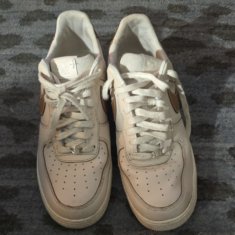 Nike Cream and Brown Air Force 1s